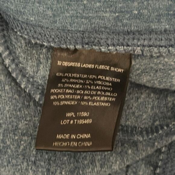 32 Degrees Ladies Blue Fleece Shorts Size M - Picture 5 of 7